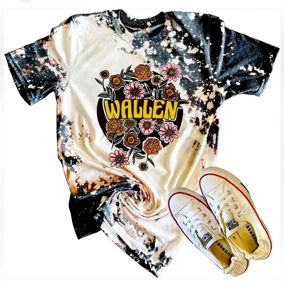 MORGAN WALLEN Tie Dye Floral T-Shirt Concert Tee - Picture 1 of 3